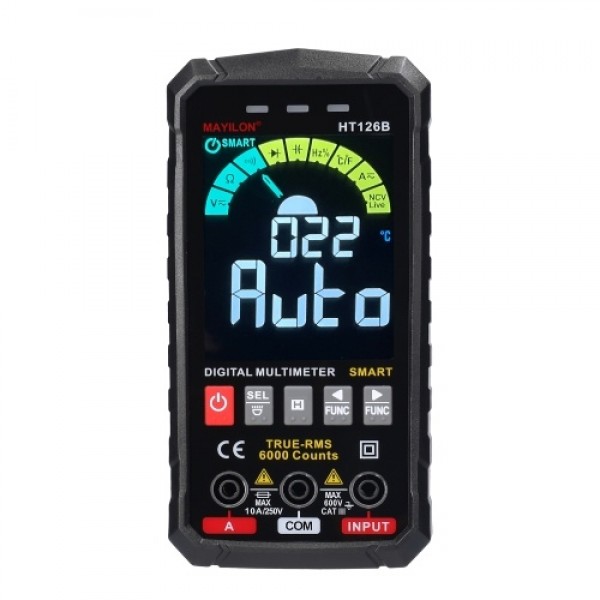 MAYILON HT126B Handheld Portable Intelligent Digital Multimeter Large VA Screen Display 6000 Counts NCV True RMS Measurement wit