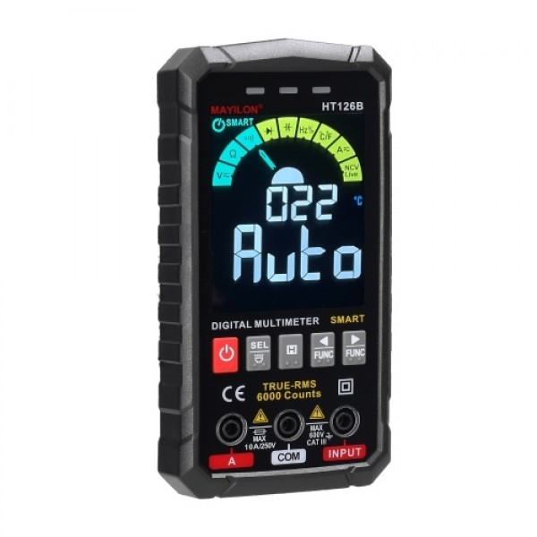 MAYILON HT126B Handheld Portable Intelligent Digital Multimeter Large VA Screen Display 6000 Counts NCV True RMS Measurement wit