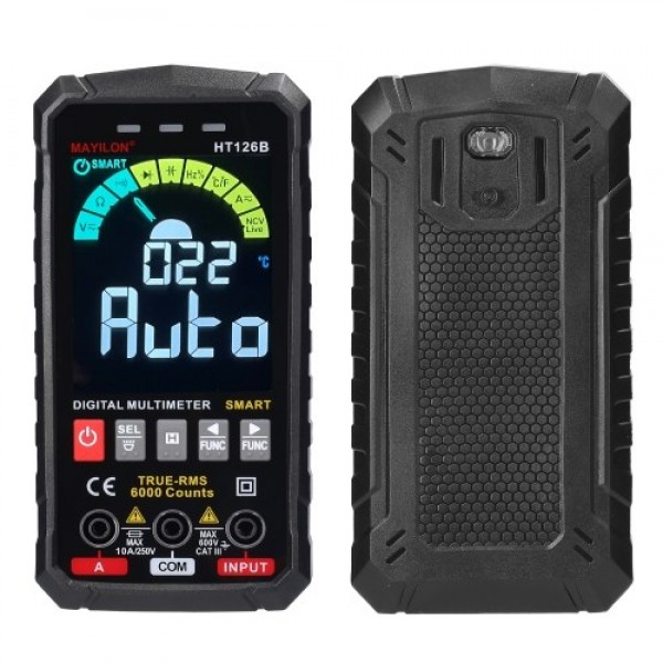 MAYILON HT126B Handheld Portable Intelligent Digital Multimeter Large VA Screen Display 6000 Counts NCV True RMS Measurement wit