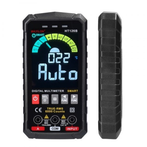 MAYILON HT126B Handheld Portable Intelligent Digital Multimeter Large VA Screen Display 6000 Counts NCV True RMS Measurement wit