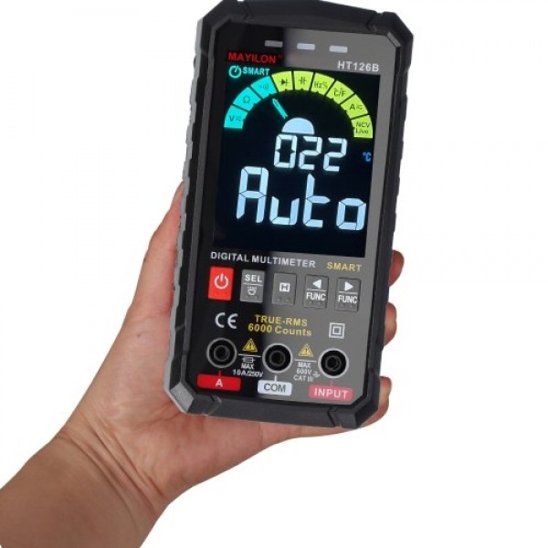 MAYILON HT126B Handheld Portable Intelligent Digital Multimeter Large VA Screen Display 6000 Counts NCV True RMS Measurement wit