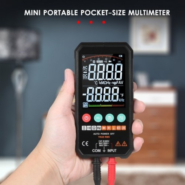 Super Slim Palm Size 3.3-inch LCD Digital Multimeter 6000 Counts True RMS Universal Meter