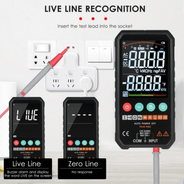 Super Slim Palm Size 3.3-inch LCD Digital Multimeter 6000 Counts True RMS Universal Meter