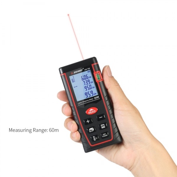 60m Mini Handheld LCD Digital Laser Distance Meter Range Finder Distance Area Volume Measurement 30 Groups Data Storage