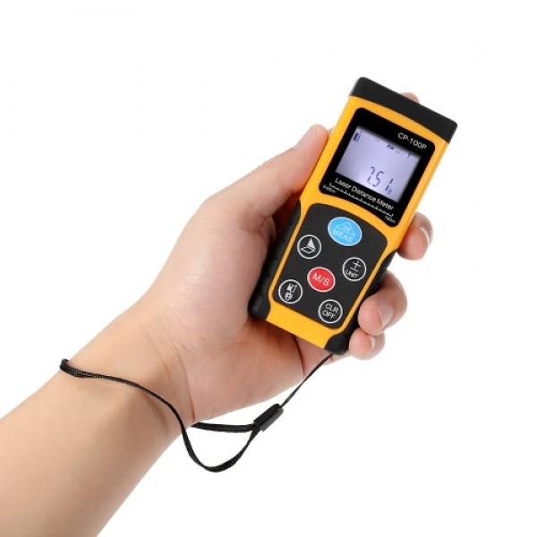 100m Portable Handheld Digital Laser Distance Meter High Precision Range Finder  Area Volume Measurement Data Storage with Backl