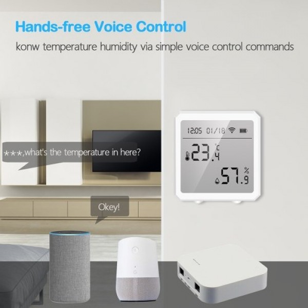 WiFi Thermometer Hygrometer Wireless Digital Indoor Temperature Gauge Humidity Monitor with Temperature -10℃-55℃ and Humidity 0%