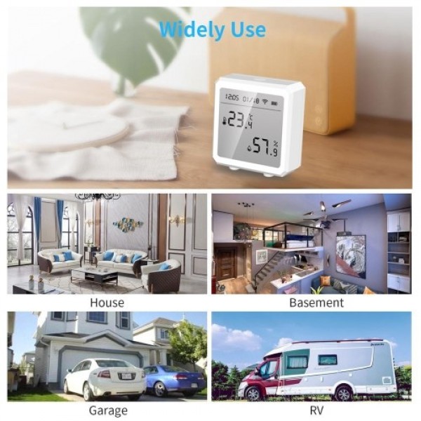 WiFi Thermometer Hygrometer Wireless Digital Indoor Temperature Gauge Humidity Monitor with Temperature -10℃-55℃ and Humidity 0%