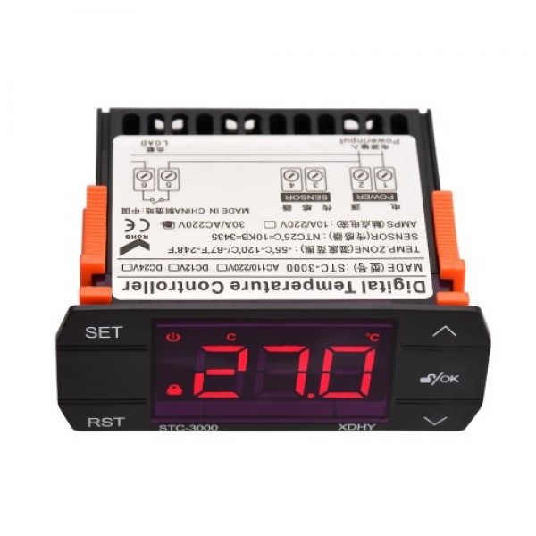30A Digital Temperature Controller STC-3000 Intelligent Temperature Regulator AC 220V Refrigerator Thermostat Support Heating/Co