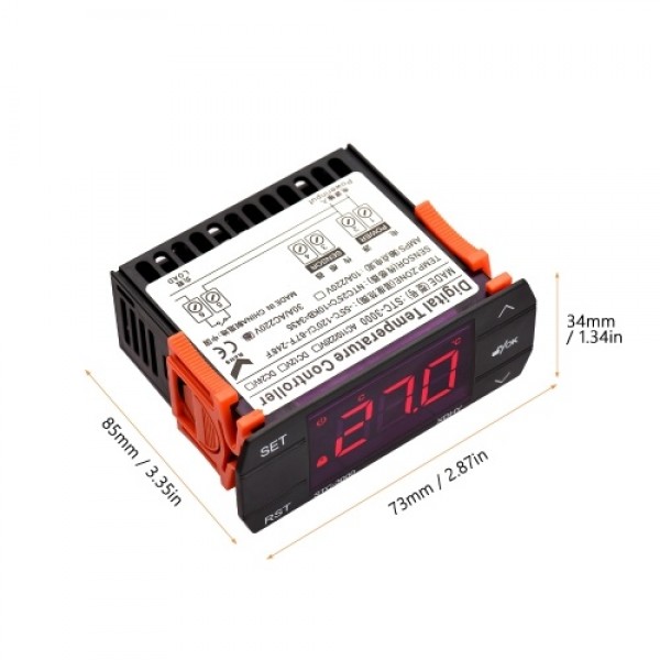 30A Digital Temperature Controller STC-3000 Intelligent Temperature Regulator AC 220V Refrigerator Thermostat Support Heating/Co