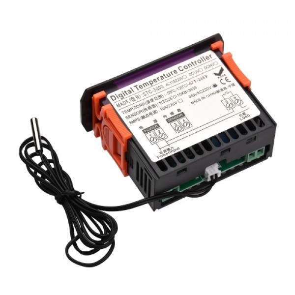 30A Digital Temperature Controller STC-3000 Intelligent Temperature Regulator AC 220V Refrigerator Thermostat Support Heating/Co