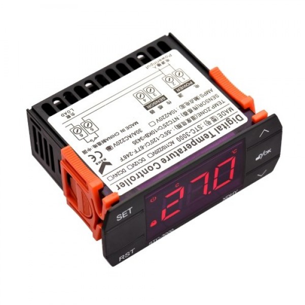 30A Digital Temperature Controller STC-3000 Intelligent Temperature Regulator AC 220V Refrigerator Thermostat Support Heating/Co