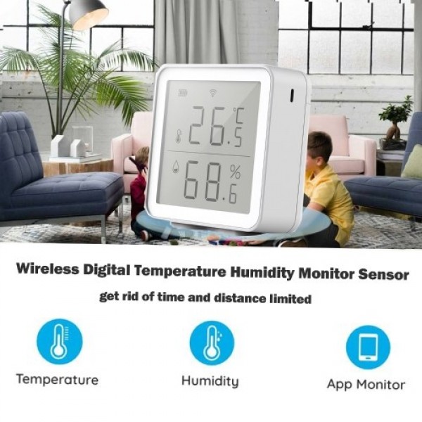 WiFi Smart Temperature Humidity Sensor Compatible with Alexa 230ft Super Long Range Wireless Digital Hygrometer