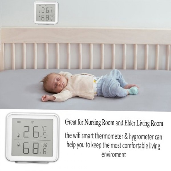 WiFi Smart Temperature Humidity Sensor Compatible with Alexa 230ft Super Long Range Wireless Digital Hygrometer