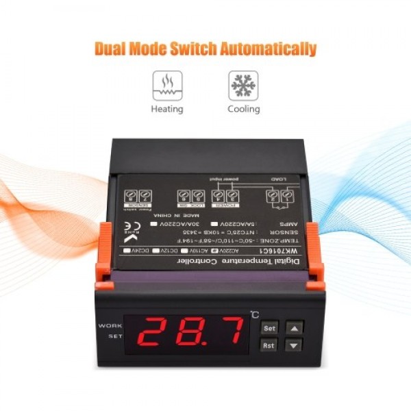5A Digital Temperature Controller WK7016C1 Intelligent Temperature Regulator AC 220V Refrigerator Thermostat Support Heating/Coo