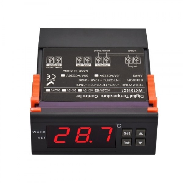 5A Digital Temperature Controller WK7016C1 Intelligent Temperature Regulator AC 220V Refrigerator Thermostat Support Heating/Coo