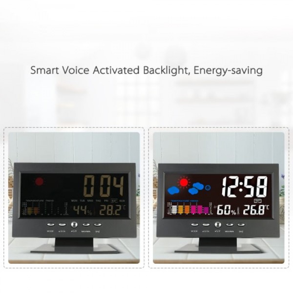 °C/°F Multifunctional Indoor Colorful LCD Digital Temperature Humidity Meter Weather Station Clock Thermometer Hygrometer Calend