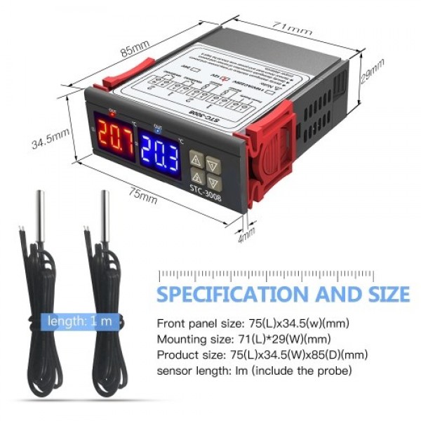 Dual Digital Display Thermostat Temperature Regulator Temperature Controller