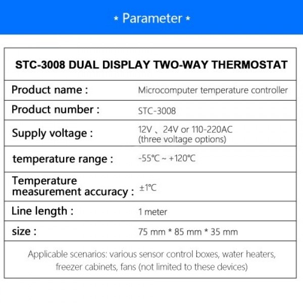 Dual Digital Display Thermostat Temperature Regula...