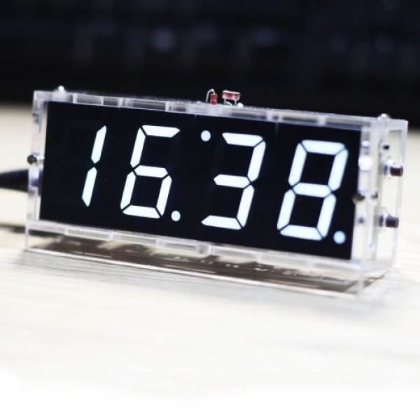 Compact 4-digit DIY Digital LED Clock Kit Light Co...