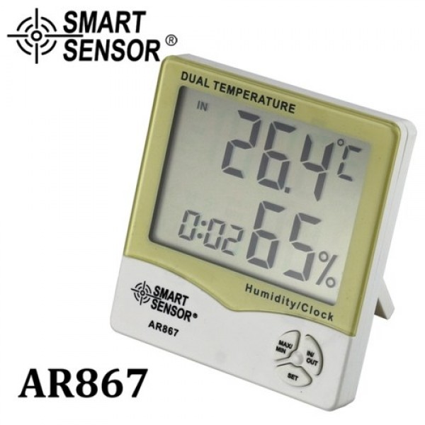 Smart Sensor AR867 LCD Digital Hygrometer Thermometer Dual Humidity Temperature Meter Indoor Outdoor Tester Weather Station with