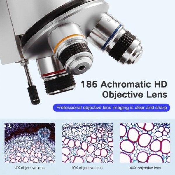 64X-2400X Monocular Optical Microscope Elementary School Children Science Experimental Biology Teaching Microscope Children Birt