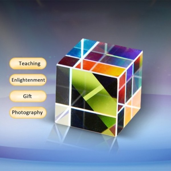 Optical Color Cube Prism 0.8 Inch for Option Multi-Color Toy and Desktop Decor Used for Physics Science Photography Decoration A