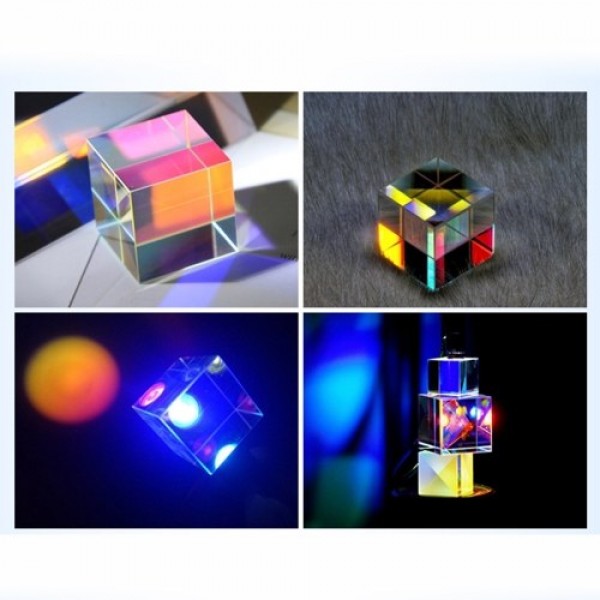 Optical Color Cube Prism 0.8 Inch for Option Multi-Color Toy and Desktop Decor Used for Physics Science Photography Decoration A