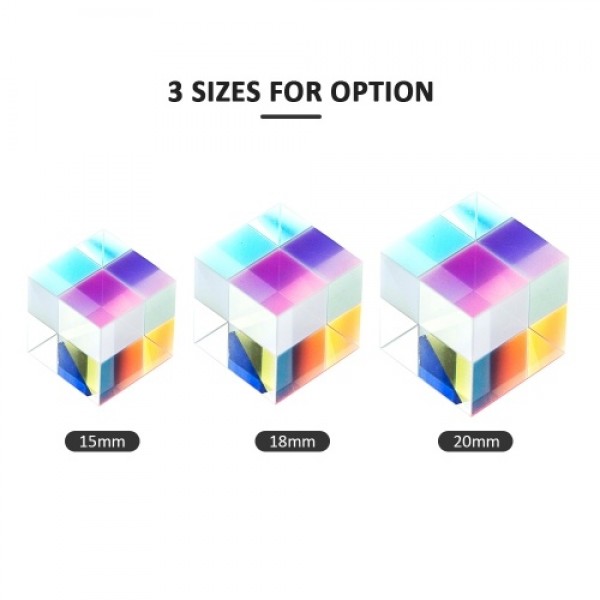 Optical Color Cube Prism 0.8 Inch for Option Multi-Color Toy and Desktop Decor Used for Physics Science Photography Decoration A