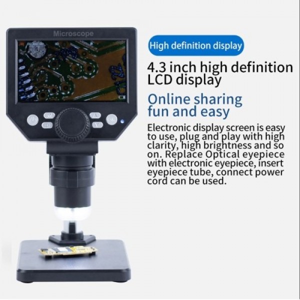 G1000 Digital Electron Microscope 4.3 Inch Large Base LCD Display 10MP 1-1000X Continuous Amplification Magnifier