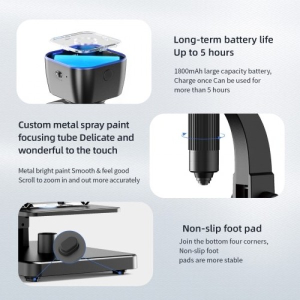 Portable Intelligent Digital Microscope 2000x Magnification Dual Lenses USB Rechargeable 5.0M Pixels High Clear