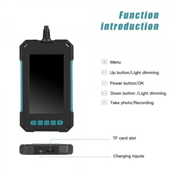 Handheld Endoscope 4.3 Inches IPS Screen 1080P High Definition IP68 Industrial Home Endoscopes with 9 LEDs 8mm Lens 2 Megapixels