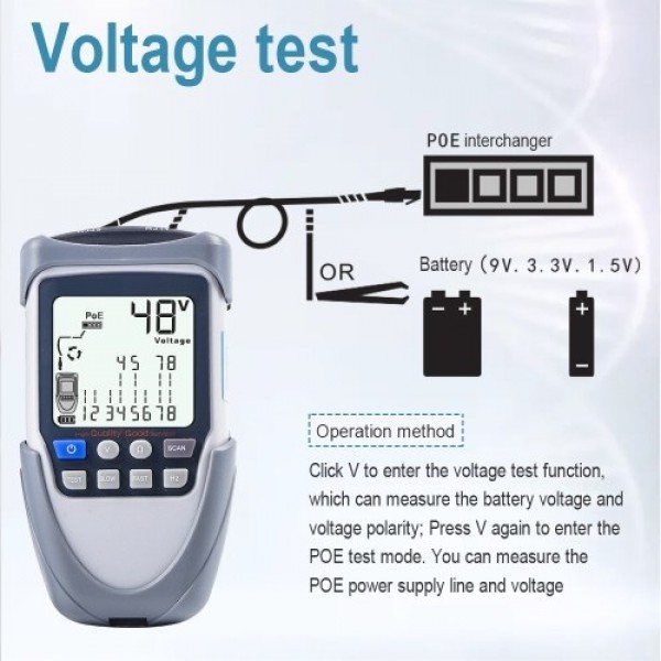 Handheld Portable Network Cable Tester LCD Large Screen Display Digital Wire Trackers Continuity Battery Voltage Polarity Checki