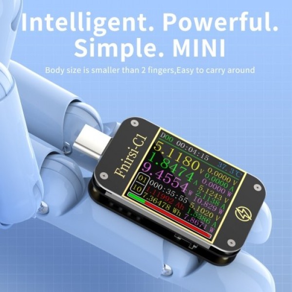 USB Power Meter Tester Type C USB Voltage Meter and Current Tester Multimeter BT Version 1.3 Inch Digital Color TFT Display 0-6.