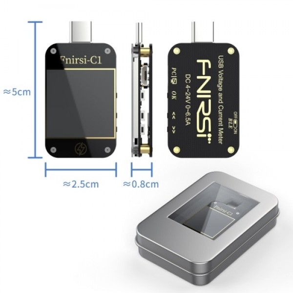 USB Power Meter Tester Type C USB Voltage Meter and Current Tester Multimeter BT Version 1.3 Inch Digital Color TFT Display 0-6.