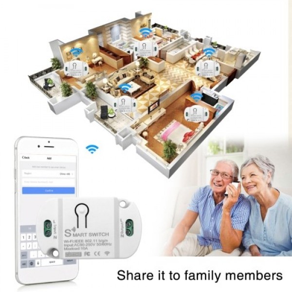 Mini Wi-Fi Switch Module 10A Wi-Fi Intelligent Relay Light Switch APP Remote Control Voice Control DIY Breaker Module Home Appli