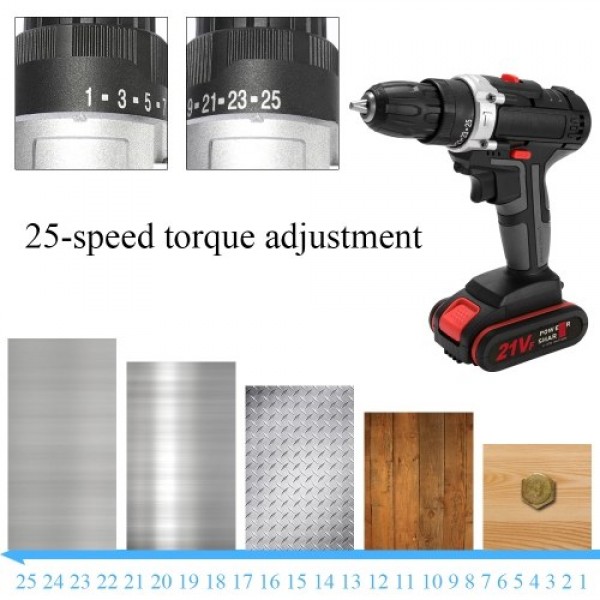 21V Multifunctional Electric Impact Cordless Drill High-power Lithium Battery Wireless Rechargeable Hand Drills Home DIY Electri