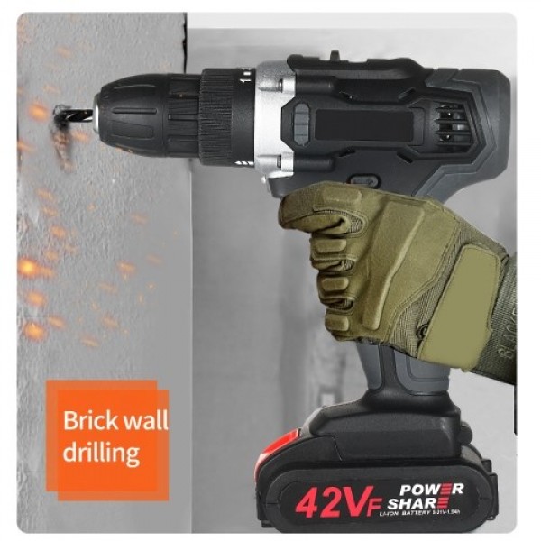 21V Cordless Drill Dirve Kit 2 Speed All Copper Cordless Power Drill with 2x1.5Ah Batteries Fast Charger 15+1 Torque Setting Max