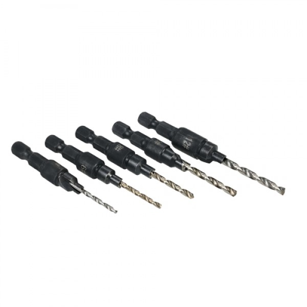 5pcs HSS Countersink Drill Cone Bit Set 1/4" Hex Shank Quick Change Taper Drill for Woodworking Screw Carpentry Reamer Chamfer M