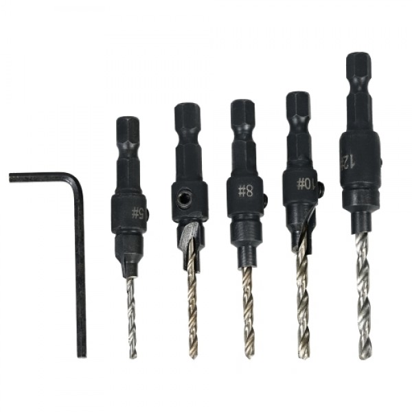 5pcs HSS Countersink Drill Cone Bit Set 1/4" ...