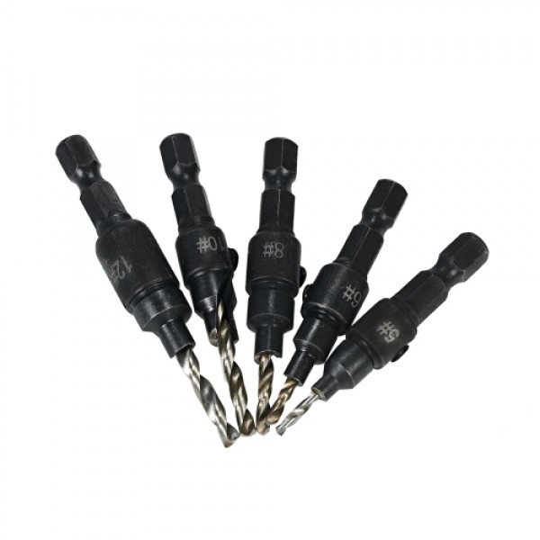 5pcs HSS Countersink Drill Cone Bit Set 1/4" Hex Shank Quick Change Taper Drill for Woodworking Screw Carpentry Reamer Chamfer M