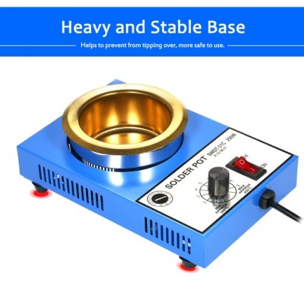 250W 220V 80mm 800g Mini Lead Free Soldering Pot Titanium Coating Stainless Steel Solder Pot Compact Temperature Adjustable Sold