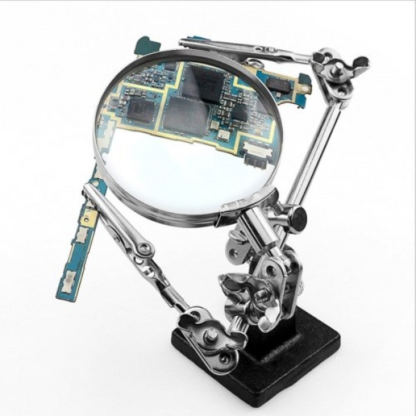 Helping 3rd Hand Soldering Iron Hobby Tool Vise Clamp Magnifying Glass Electricians Tool