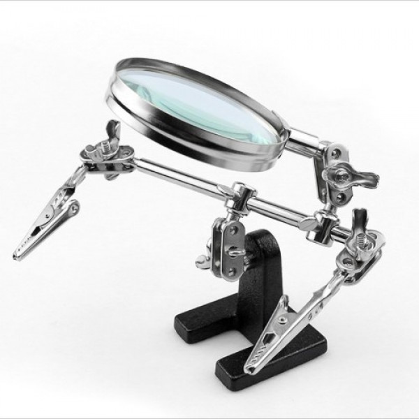 Helping 3rd Hand Soldering Iron Hobby Tool Vise Clamp Magnifying Glass Electricians Tool