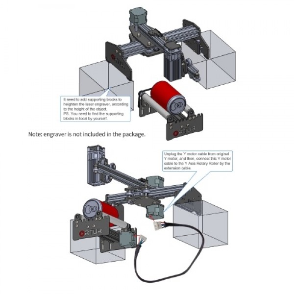 Y-aixs Automatic Rotary Roller for Ortur Laser Eng...