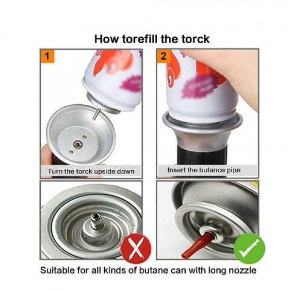 Metal Refillable Blow Torch Home Use Kitchen Portable Flames Adjustable Torch-Lighter Fire Maker with Safety Lock for Cooking/BB