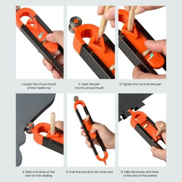 Woodworking Measuring Contour Gauge Multi-function Contour Gauge with Lock Widen Shape Duplication Tool  for Corners Woodworking