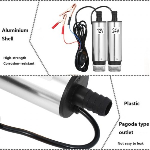 DC 12V/24V Submersible Pump for Pumping Diesel Oil Water 51mm Water Oil Diesel Fuel Transfer Pump Refueling with Fliter Screen