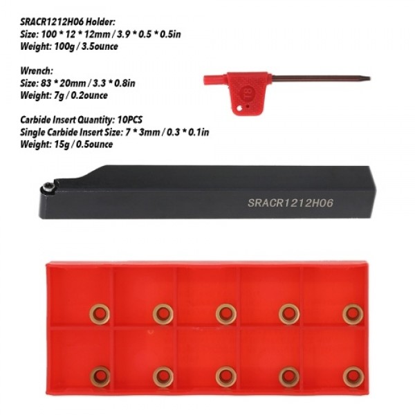 SRACR1212H06 Tool Holder Indexable Boring Bar Wrench For Lathe Turning Tool With Carbide Insert