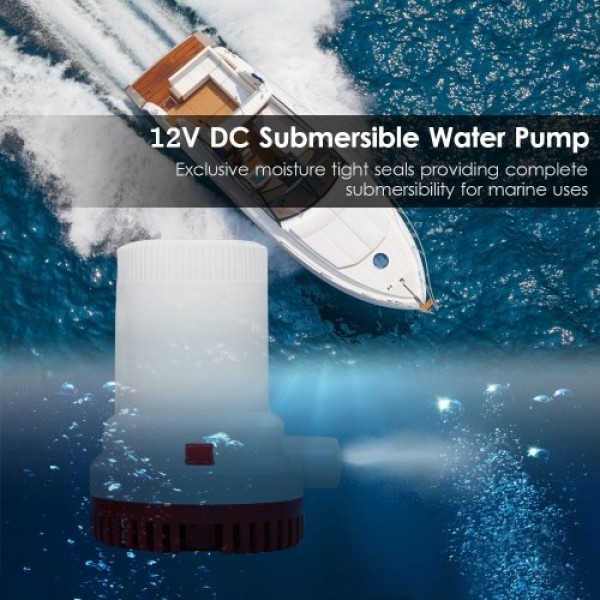 2000 GPH High Capacity Bilge Pump 12V DC Submersible Water Pump Yacht RV Boat Marine Pump with 1-1/8 Inches Outlet (29mm)