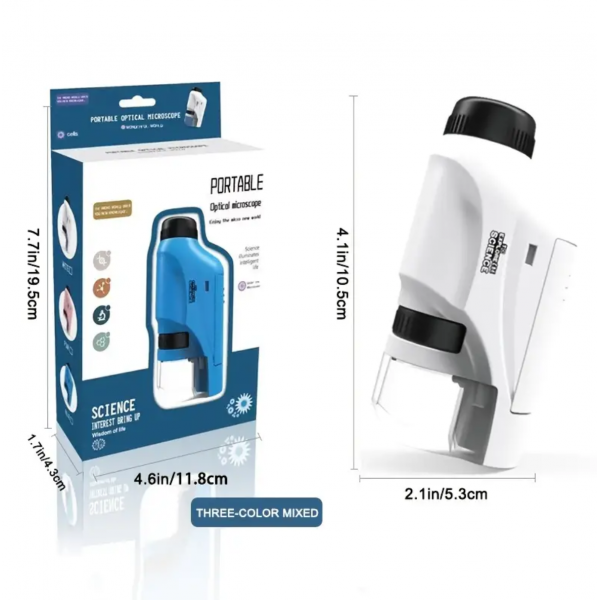 Mini Pocket Microscope Kit 60-120x Lab Handheld Microscope Battery Powered Microscope With LED Light Kids Science Microscope